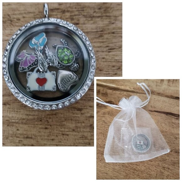 NEW Silver Floating Charm Locket CZ Halo Interchangeable Family & Summer Friends - Picture 2 of 13